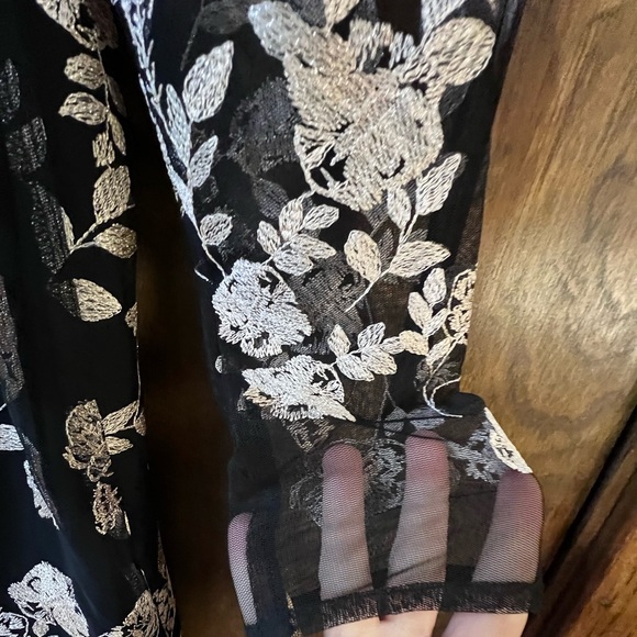 Black Metallic Floral VINTAGE mini dress - Picture 2 of 6